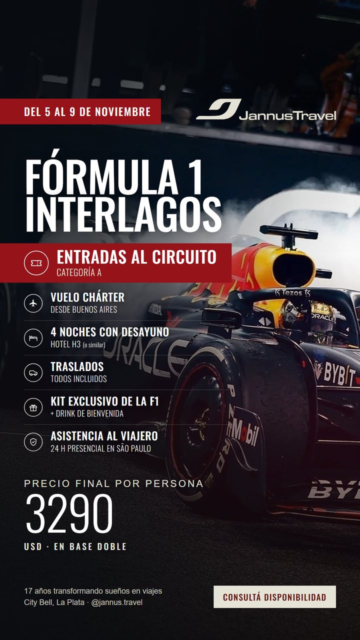 Flyer de la promoción de Fórmula 1 en Interlagos